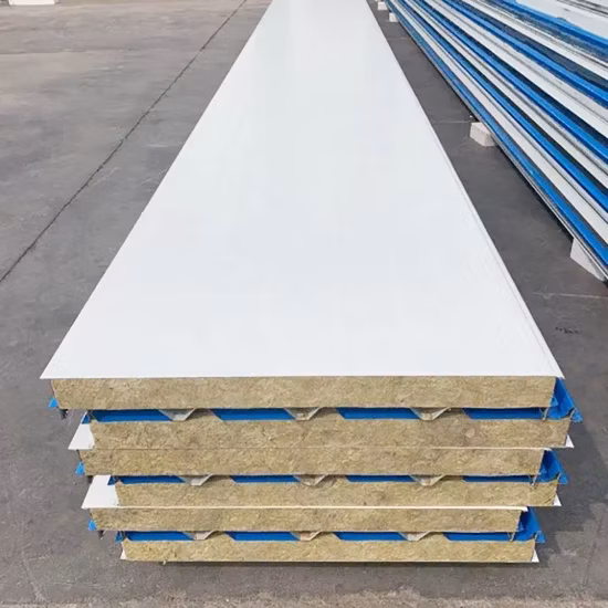 50/75/100/150/200mm Rock Wool Sandwich Wall and Proof Panel for Steel Structure Building/Prefabricated House