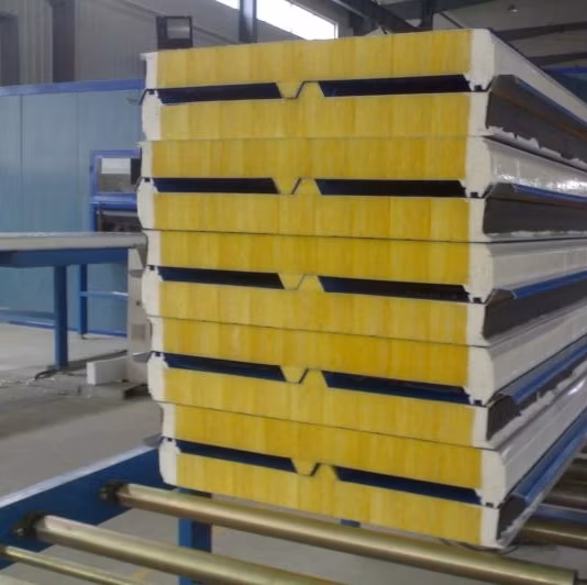 50/75/100/150/200mm Rock Wool Sandwich Wall and Proof Panel for Steel Structure Building/Prefabricated House